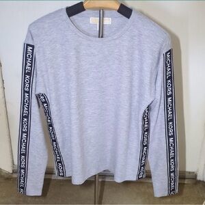 Michael Kors Top with designer branding down sleeves and sides of top ~ like new